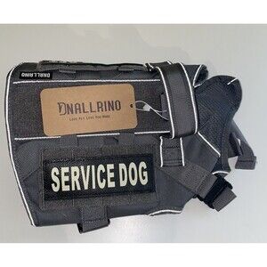 DNALLRINO Tactical Dog Harness Vest  Dogs, Adjustable Military Pet Grey M NEW